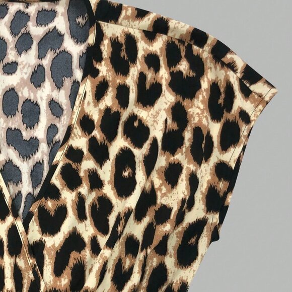 Chocolate Brown Casual Women's Leopard Print Deep V BatwingSleeve Dress - Picture 5 of 5